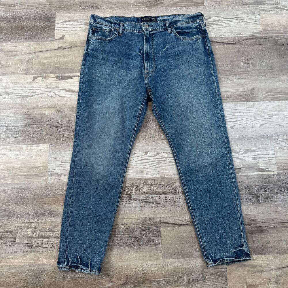 Abercrombie & Fitch 90s Slim Jeans Vintage Stretch Medium Wash Distressed 40x30